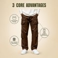thumbnail image 2 of Cargo Pants For Men Casual Wide Leg Relaxed Fit Tactical Work Pants Mens Fall Fashion Elastic Waist Drawstring Long Trousers With Mult Pockets, 2 of 4