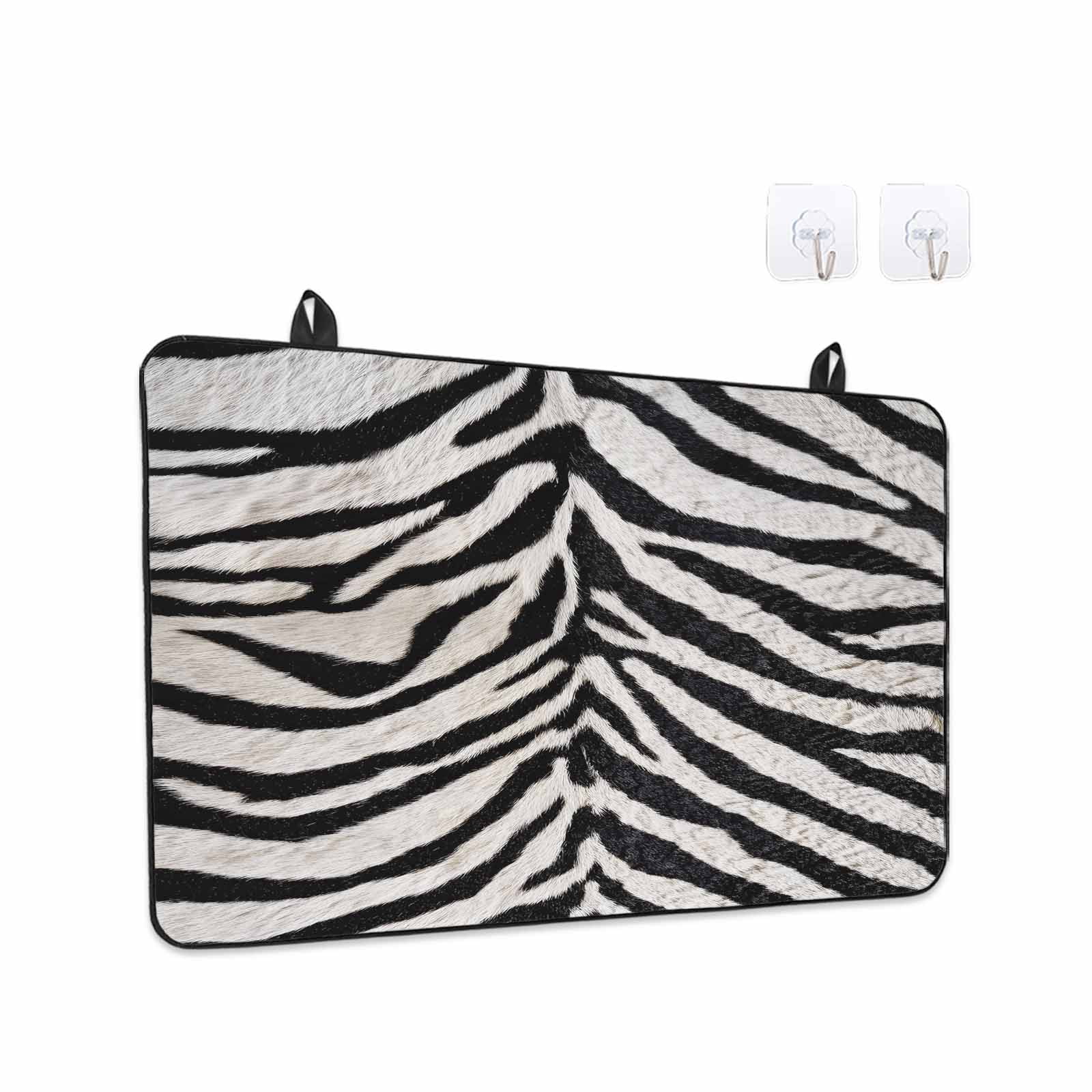 Black White Zebras Stove Top Cover for Electric Stove, Heat-proof & Non Slip Glass Top Stove Cover Protector, Vintage Abstract Art Kitchen Flat Cooktop Rubber Mat 24x21 Inches