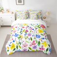 thumbnail image 2 of Manfei Cartoon Flower Floral Twin Bedding Sets 7-Piece, Plant Botanical Bedding Comforter Set, Teen Kid Girl Reversible Sheet Sets, Luxury Bedroom Decor, 2 of 7