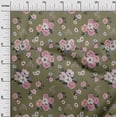 thumbnail image 2 of oneOone Polyester Lycra Olive Green Fabric Florals Craft Projects Decor Fabric Printed By The Yard 56 Inch Wide, 2 of 4