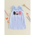 thumbnail image 6 of Toddler Baby Girl 4th of July Outfit Popsicle Embroidery Striped Sleeveless Tank Dress Bowknot A Line Patriotic Dress Summer Clothes, 6 of 9