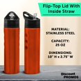 thumbnail image 4 of Slim Stainless Steel Water Bottles 25 oz, 6 pack, Reusable Gym Sports Bulk Pack, Orange, 4 of 5