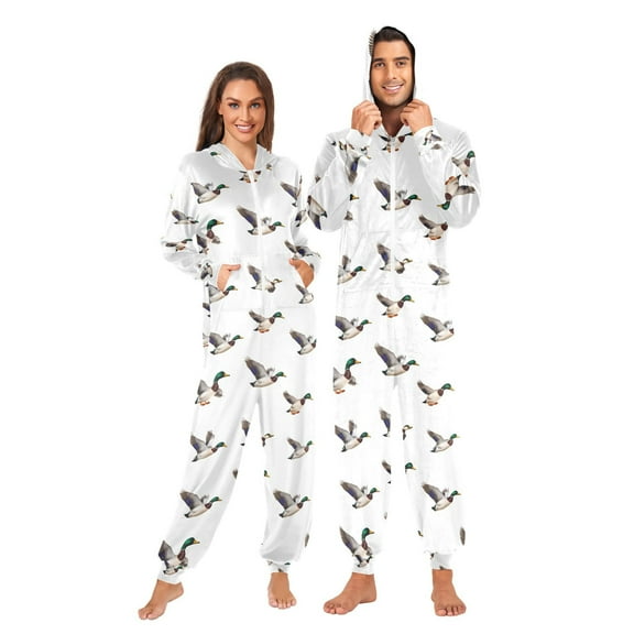 joogoo Funny Flying Ducks Unisex Adults Onesies Pajamas Jumpsuits L