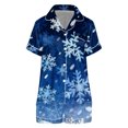 thumbnail image 4 of Christmas Printed Short Sleeve Sleep Suit Women Top and Shorts Button Pajamas Loungewear BU1 s Short Sleeve Nightwear, 4 of 4