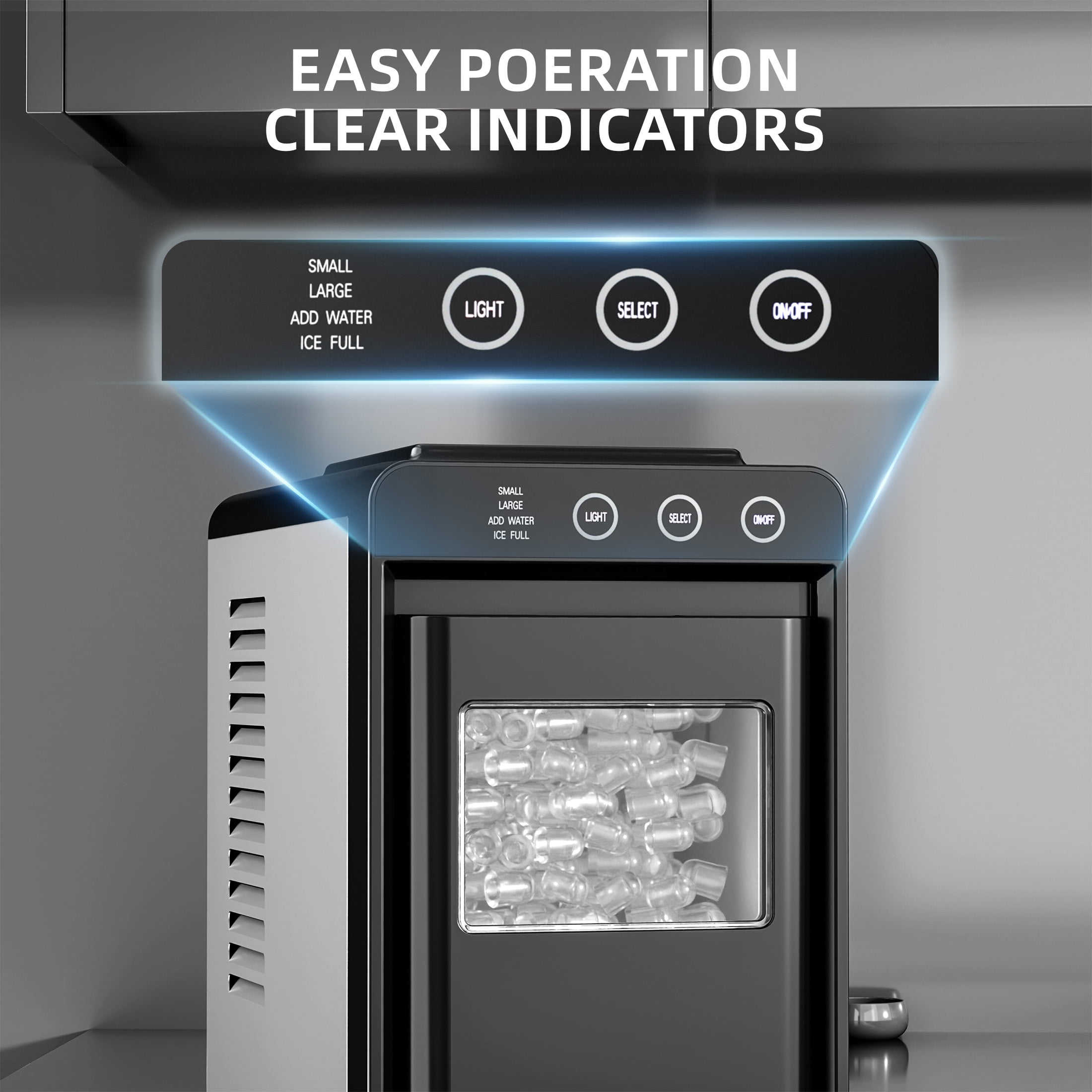 Auseo Countertop Ice Maker Portable, 26 lbs/Day, 8Pcs in 6Mins, Auto-Cleaning, Ice Machine with Ice Scoop, for Home/Office/Party