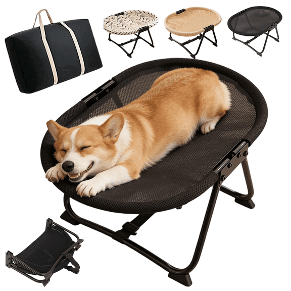 Cat Hammock, Elevated Pet Bed, Foldable Indoor Cats Raised Bed with Metal Frame, Portable Breathable Non Slip Cot Hammock, Cooling Raised Pet Cot with Breathable Mes