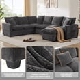 thumbnail image 4 of 110*84" Modern Sofa, 7 Seat Chenille Sectional Couch Set with 2 Pillows, Modern Minimalist Couch,Upholstered Sleeper for Living Room, Apartment, Office, Free Combination, Black+Grey, 4 of 9