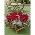 thumbnail image 3 of Outdoor Tablecloth with Umbrella Hole and Zipper, Red Christmas Round Table Cloth 54 Inch Waterproof Tablecloth, Xmas Snowman Snowflake Green Tree Picnic Table Cover for Patio Camping, 3 of 7