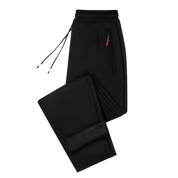 Awwp Mens Sweatpants, Fleece Lined Winter Pants with Pockets Warm Athletic Joggers Workout Running Pants for Men Black L