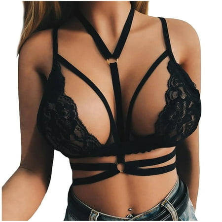 

KDDYLITQ Women Sexy Comfort Bra Criss Cross Strappy Breathable Lace Bralette