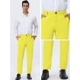 thumbnail image 4 of Unique Bargains Men's Solid Color Slacks Straight Fit Flat Front Chino Dress Pants 28 Yellow, 4 of 6