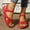 Red, variant on Viluyesy Womens Wedge Sandals, Soft Sole Round Toe Arch Support Casual Comfortable Shoes White