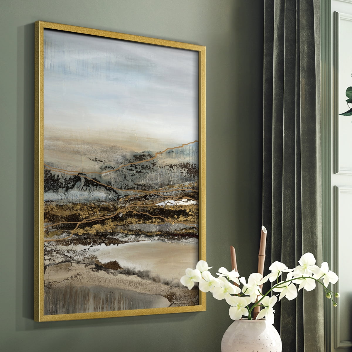 Annual Journey Framed Print in Gold Solid Wood Framed Print No Nail Hanging