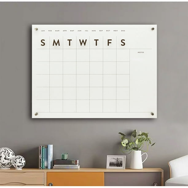 Parisloft Reusable Acrylic Calendar for Wall, Clear Acrylic Monthly Wall  Mounted Calendar, Office Organization Wall Calendar, Planner, 24 x 18  Inches - Walmart.com