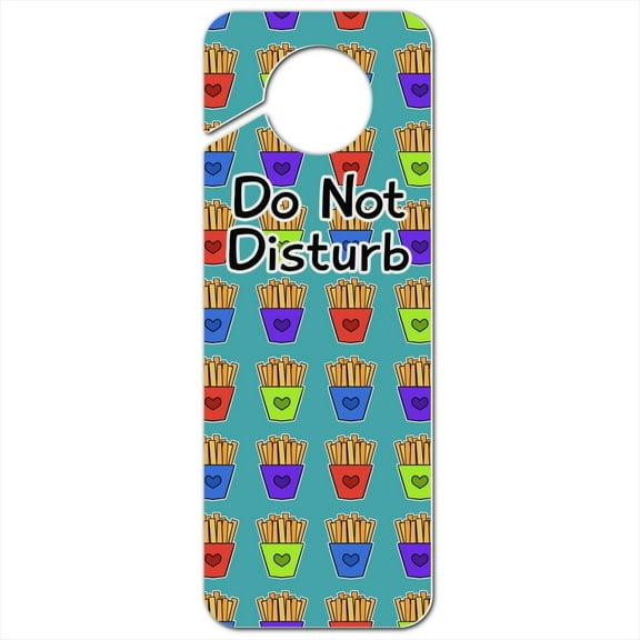 Colorful French Fries Pattern Plastic Door Knob Hanger Sign