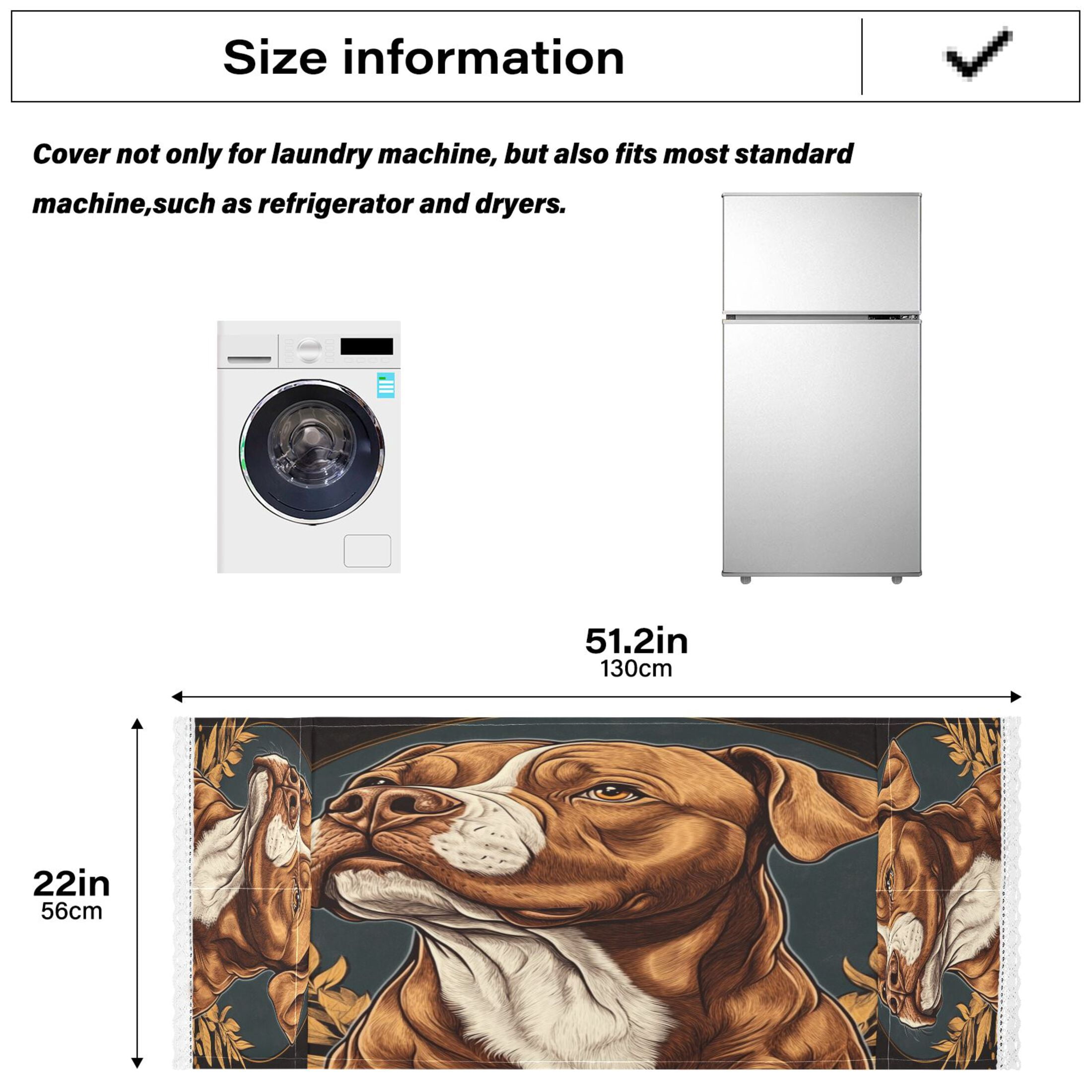 WOBOGO Brown Pit Bull Illustration Washing Machine Cloth Dryer Refrigerator Top Cover Protective Non-Slip Mat For Kitchen Laundry