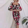 thumbnail image 2 of Robes d'Été pour Femmes 2023 Mode Décontractée Printemps et Été Imprimé Floral Manches Courtes Épaules Dénudées Robe Haute Plage Quotidienne Grande Taille Robe de Soleil, 2 of 9