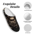 thumbnail image 5 of Yiaed Gold Rose Skull Print Slippers Fuzzy Warm Cozy Slippers Non Slip House Slippers For Indoor Outdoor Slippers House Slippers-35/36, 5 of 7
