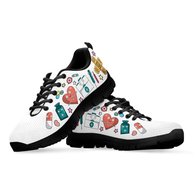 Zapatillas de deporte informales con estampado de enfermera médica para mujer, cómodas zapatillas para caminar, transpirables, para equipo hospitalario