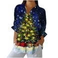 thumbnail image 2 of Craaazy Christmas Womens Shirts Colorful Christmas Trees Print Blouses Button Down Shirts for Women Gifts for Women, 2 of 6