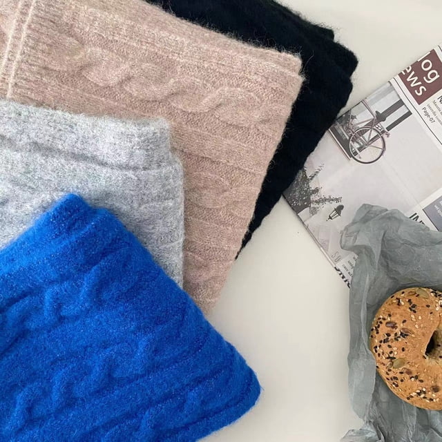 Elegante bufanda de lana de aguja gruesa tejida a mano versátil para otoño e invierno, bufanda cálida de invierno para mujer