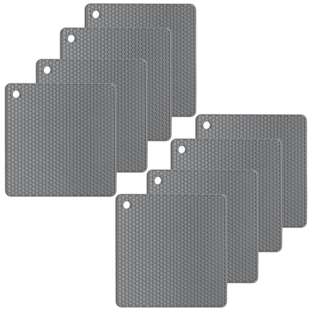 8 Pcs Salvamanteles de Silicona para Platos Calientes, 7.1"x7.1" Agarraderas de Silicona Cuadradas Gris Oscuro