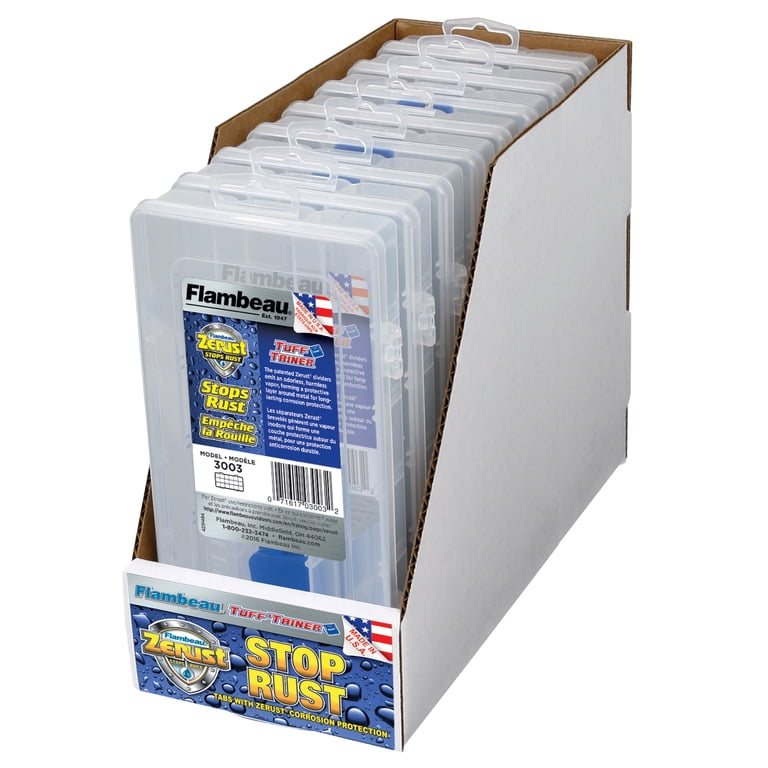 flambeau tuff tainer tackle box with zerust 2003 - 2 Sizes Available The ZERUST MAX Rigging Box includes a removable bulk storage tray for tools and soft plastic baits Flamebeau 2003 Tuff Tainer Adjustable