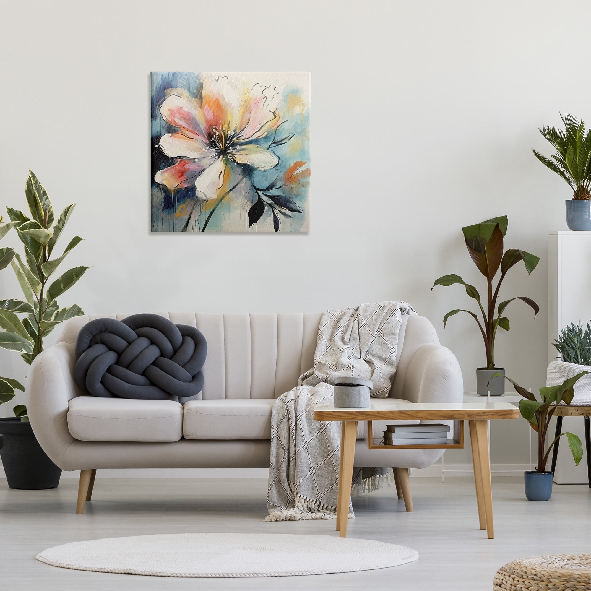 Stupell Industries Modern Pink Blossom Botanical & Floral Painting Gallery Wrapped Canvas Art Print Wall Art, 30 x 30