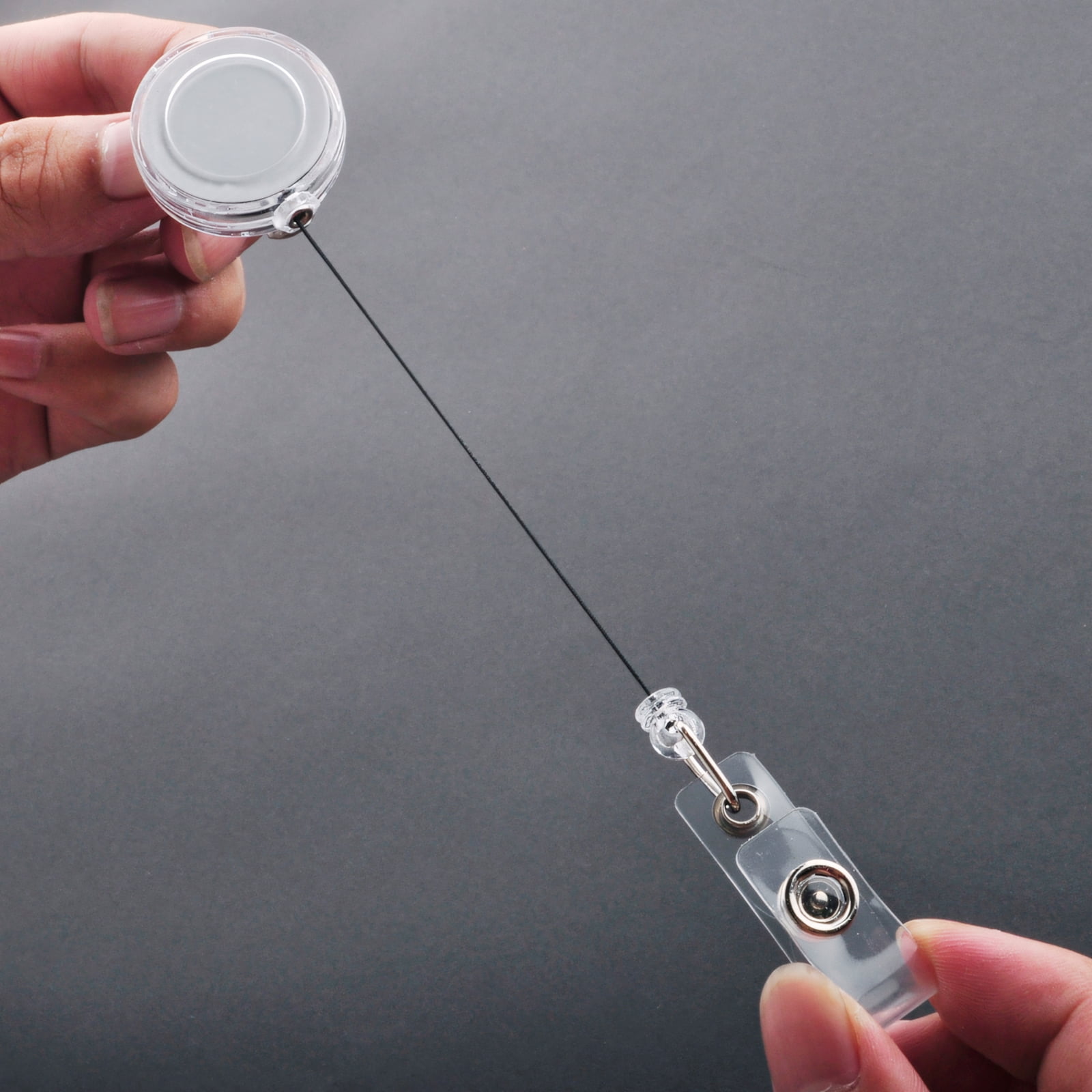 GOGO 50 PCS Wholesale Retractable Badge Reel Name Tag Holder Reel Key Clip-Transparent Black-50 Pcs