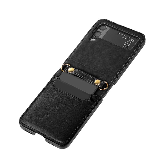 TISHITA Phone Case with Card Holder Lanyard Wallet Case Protector for Mobile Phone Black Black for Flip Four