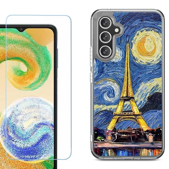 Phone Case for Samsung Galaxy A17 5G, with Screen Protector, by OneToughShield - Starry Night Eiffel