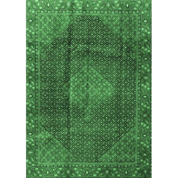Ahgly Company Indoor Rectangle Persian Emerald Green Traditional Area Rugs, 7' x 10'