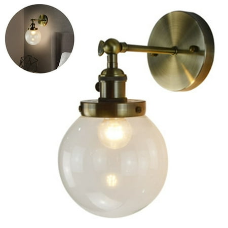 

Laegsmetg Antique Industrial Wall Lamp Globe Wall Light with 15CM Glass Lampshade Vintage Industrial Wall Sconce Lighting Fixture