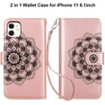 thumbnail image 6 of 2-in-1 Case for iPhone 11 Case Wallet Credit Card Holder ID Slot Detachable Hybrid Protective Slim Hard Shell Magnetic PU Leather Folio Pocket Flip Cover for iPhone 11 6.1 inch Mandala Pink, 6 of 15