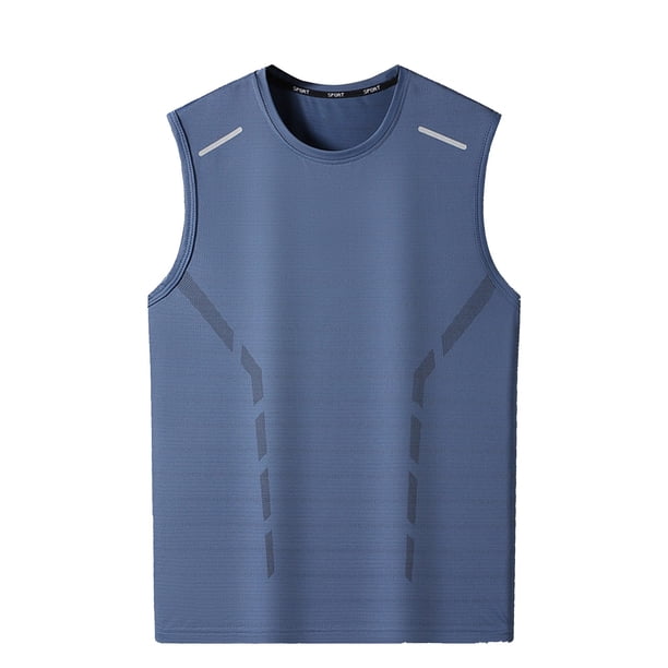 pstuiky Camisetas sin mangas para hombre, Blusa deportiva sin mangas ajustada de color sólido informal a la moda para hombre Chaleco para hombre l