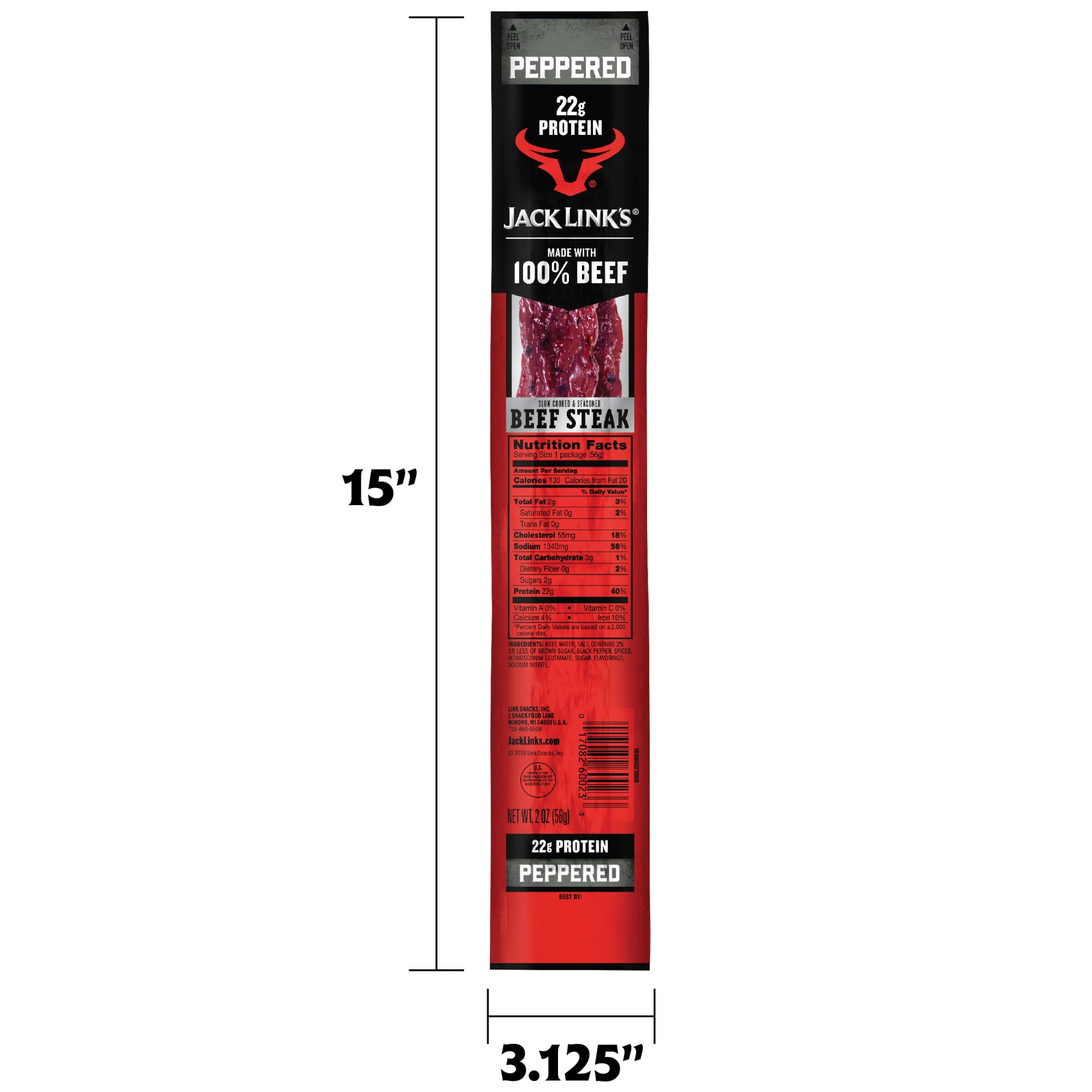 2oz Jack Links Beef Pepper Kippered Steaks