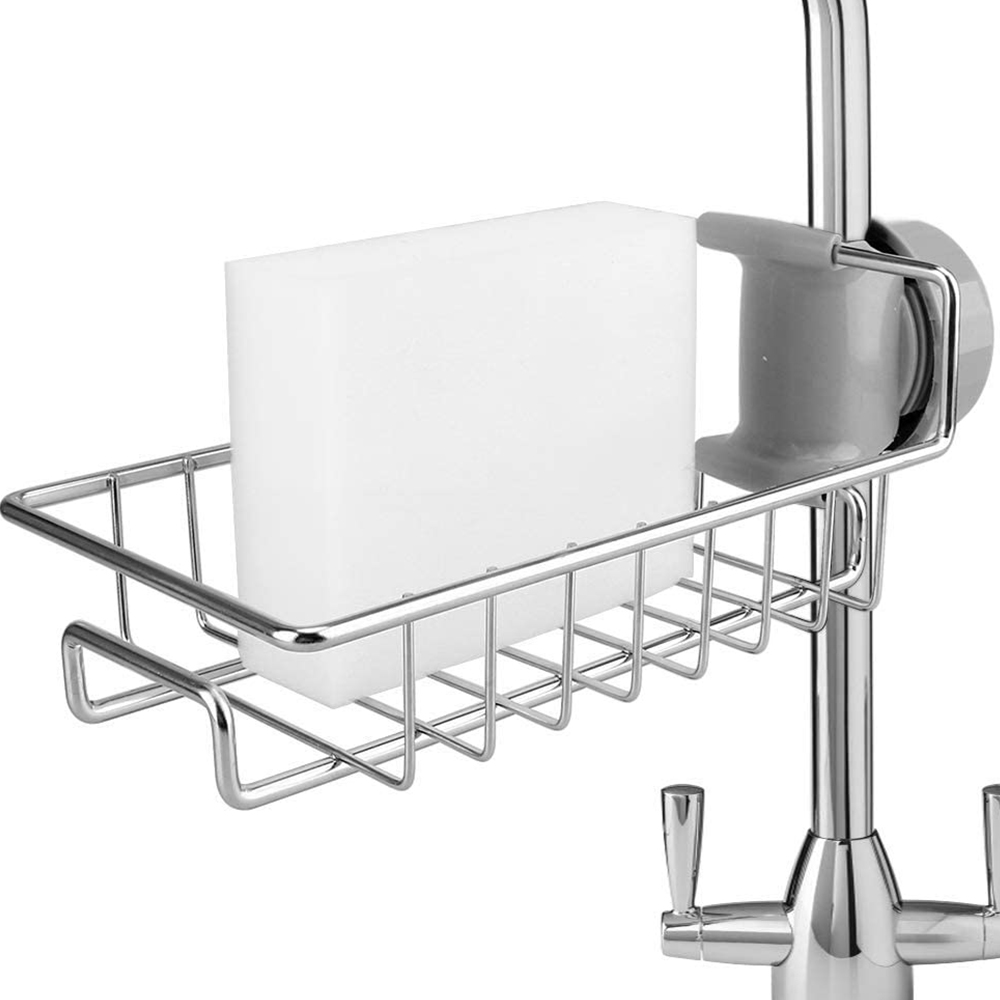 Porte-Éponge Avec Ventouses Pour Évier - Acier Inoxydable, Forme En V - Organisateur Cuisine & Salle De Bain