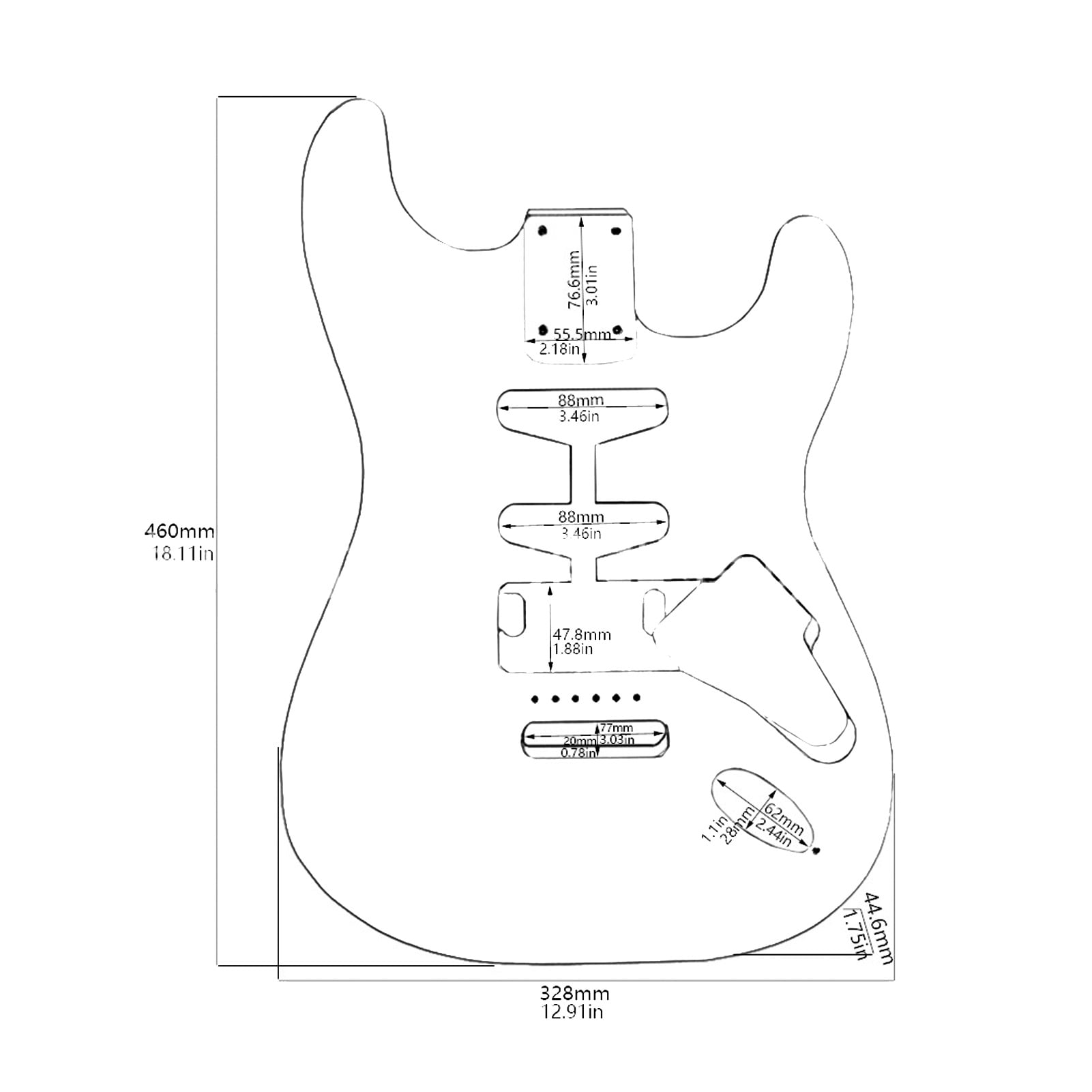 Electric Guitar Body, Electric Guitar Body Replacement Thin Satin Polyurethane Sealant Sunburst Pre Drilled Exquisite Poplar Wood  For ST Guitars
