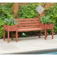 thumbnail image 2 of Leisure Season Wood Planter Bench with Slanted Back Rest in Medium Brown, 2 of 5