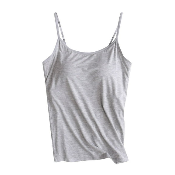 Usmixi Tank Top for Women Solid Summer Crewneck Sleeveless T Shirts Plus Size Yoga Sports Camisole Tanks Spaghett Strap Underwear Tops Gray l Under $5