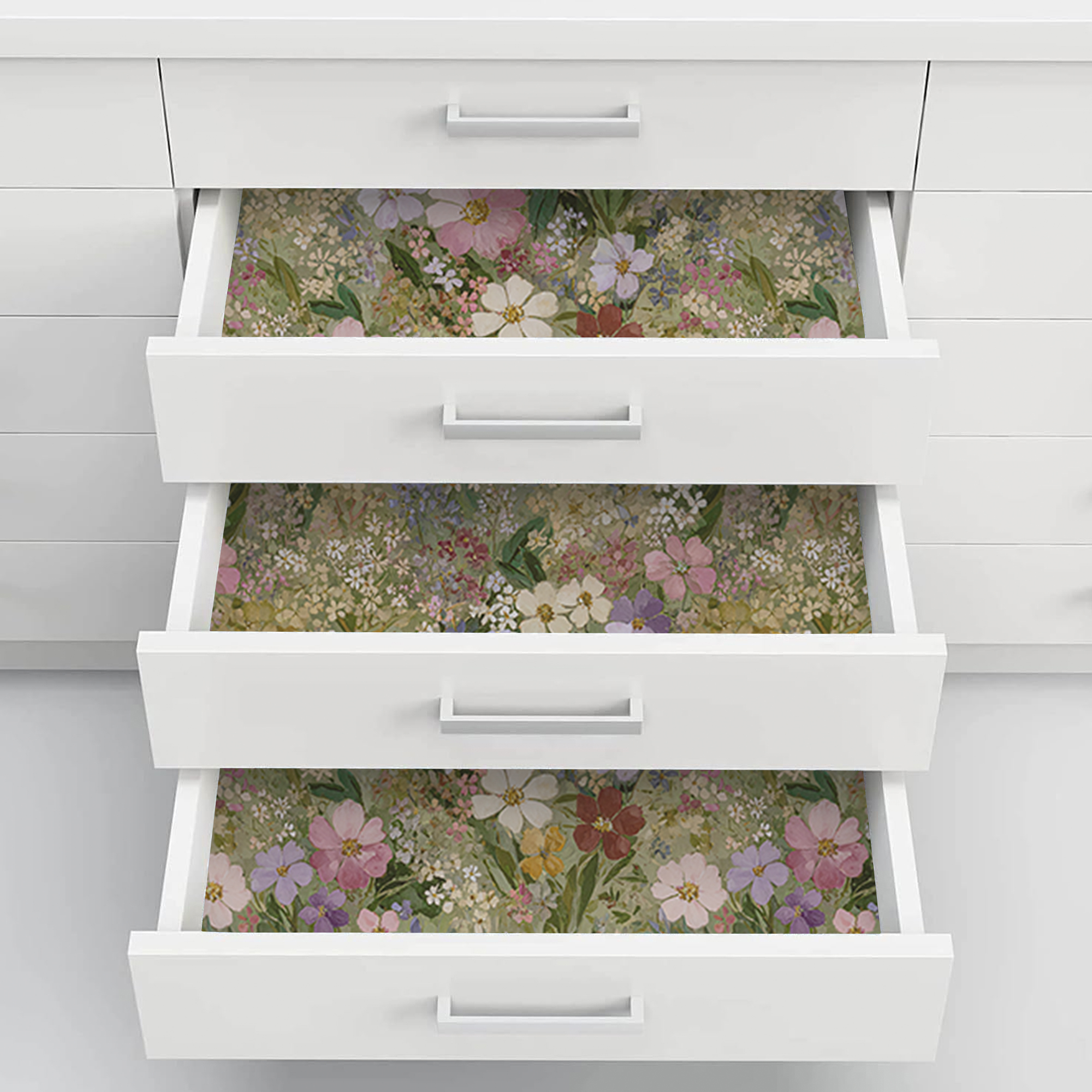 Abyssaly floral Wallpaper, 17.3" x 393.7" Peel and Stick Wallpaper Art Self-Adhesive Removable Contact Paper for Cabinets, Home Decoration, Wall Covering, Antique Furniture Renovation