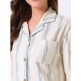 thumbnail image 5 of DARING DIVA Women's Striped Button Down Long Sleeve Pajama Dress S Light Blue Stripe, 5 of 6