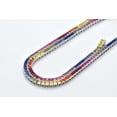 thumbnail image 3 of 925 Sterling Silver & 14k Gold plated Overlay 2.5MM Square Princess Cut Simulated Rainbow Sapphire MultiColor Rainbow Elegant Tennis-Link 18-in Necklace, 3 of 4