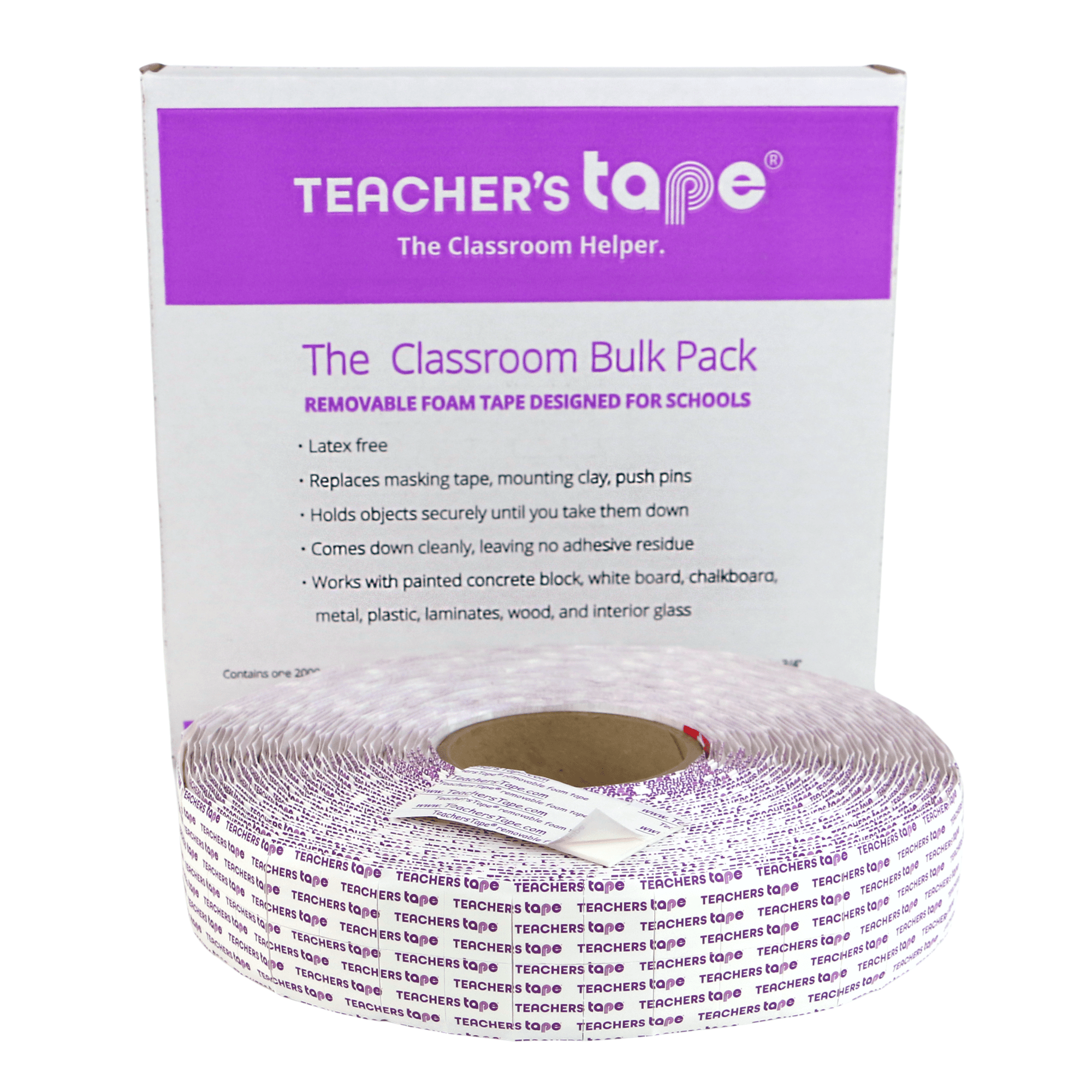 FindTape TeachersTape Double-Sided Mounting Tape [Removable Foam]: 3/4 in. x 3/4 in. (White) 2000 pads/roll
