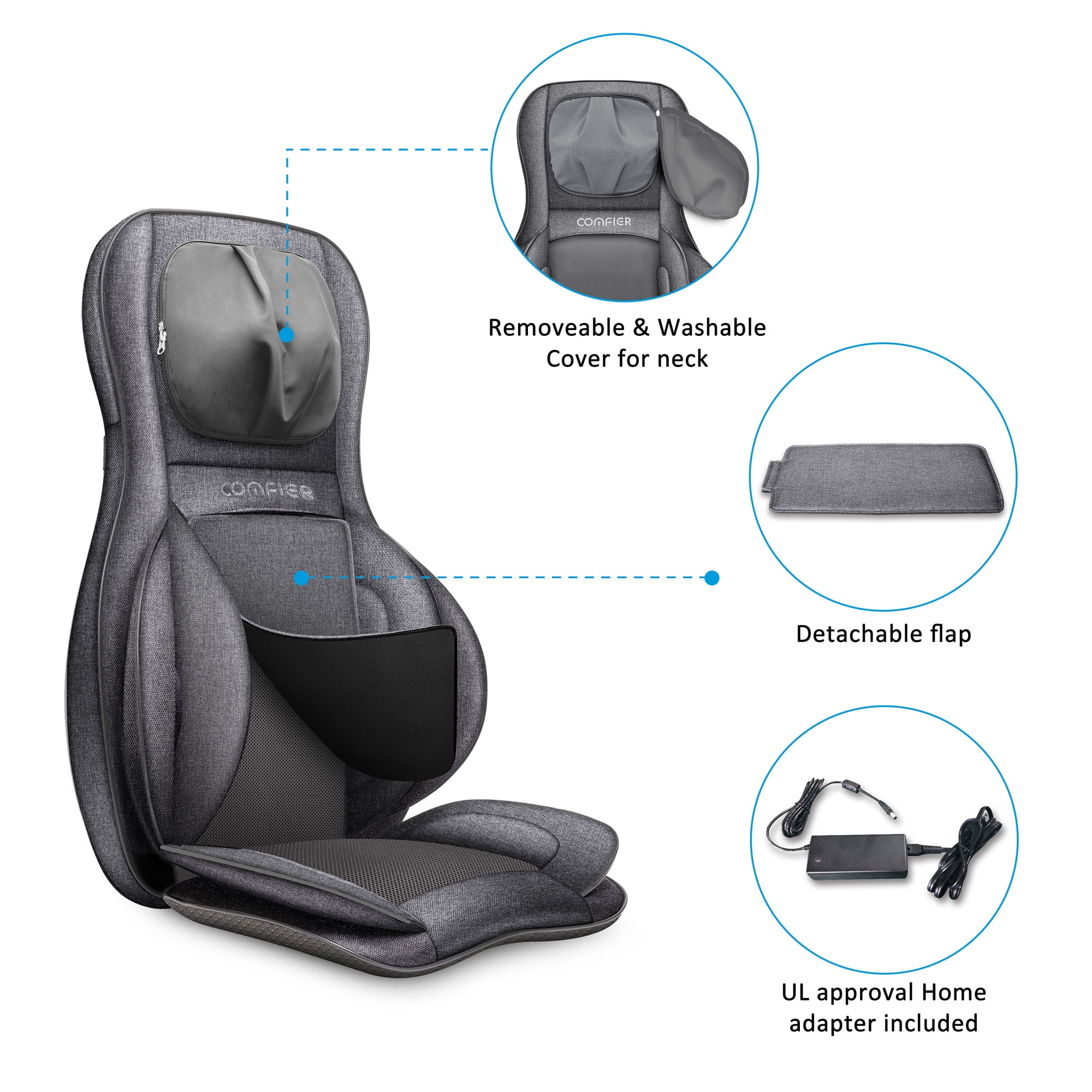 BACKplus® Shiatsu Neck and Back Massager With Air Compression Chair Cushion