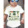thumbnail image 1 of 1ST Grade SQUAD Arrow Letters Graphic Print Boys Breathable Sweat Absorbent T-shirt, Casual Comfortable And Lightweight Round Neck Tops For Boy In Summer, 1 of 7