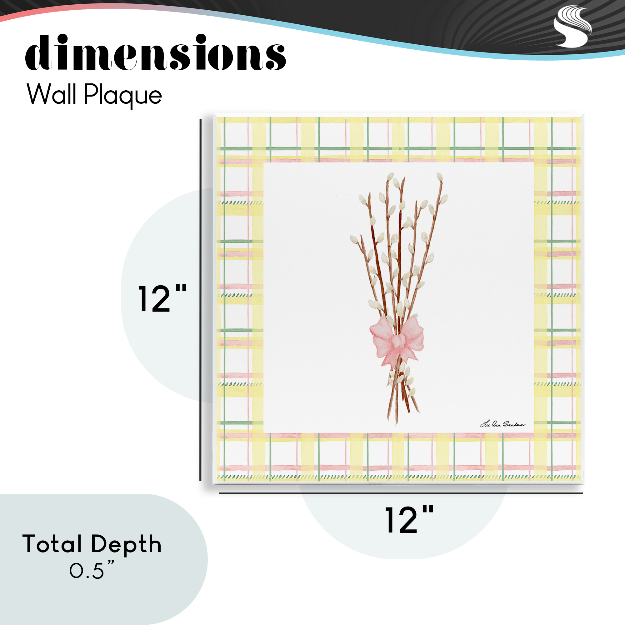 Pastel Spring Pussy Willow Wall Plaque Art, design by Lee Ann Sanders