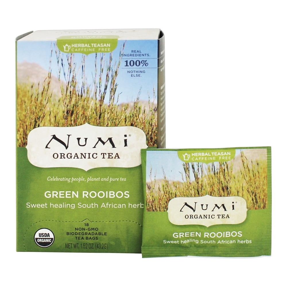 Numi Organic Tea Green Rooibos, Herbal Teasan, 18 Count Tea Bags