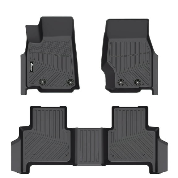 Ikon Motorsports 3D TPE Floor Mats, Compatible with 2022-2025 Jeep Grand Cherokee, All Weather Waterproof Non-Slip Floor Liners, Front & 2nd Row Full Set Interior Accessories, Black