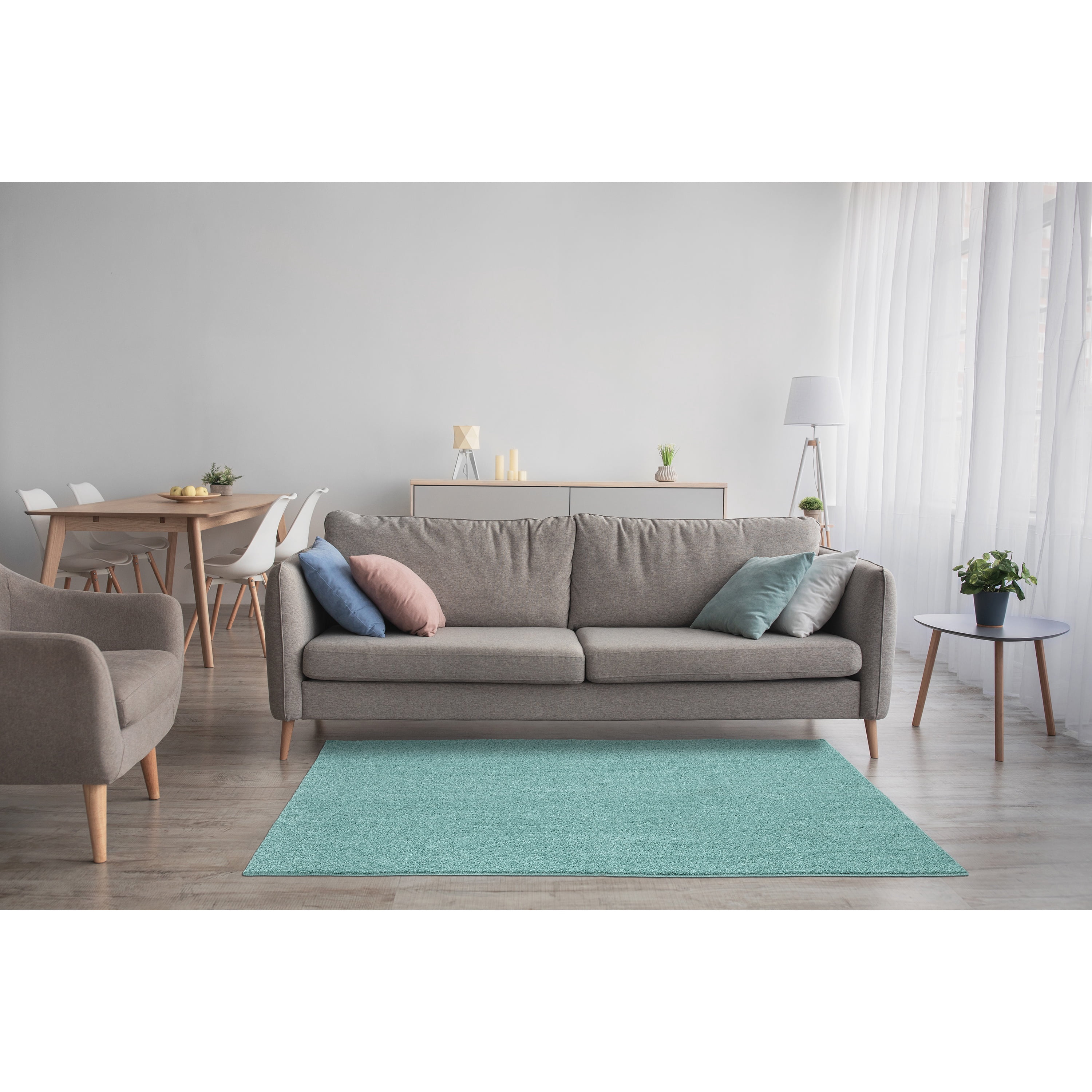 Garland Rug Palmer Plush Washable Sea Foam Indoor Area Rug, 4' x 6'